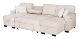 Sahara Beige Double Storage Chaise Sectional w/ Drop Down Cupholders by Happy Homes at Eve Furniture