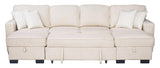 Sahara Beige Double Storage Chaise Sectional w/ Drop Down Cupholders by Happy Homes at Eve Furniture