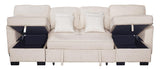 Sahara Beige Double Storage Chaise Sectional w/ Drop Down Cupholders by Happy Homes at Eve Furniture