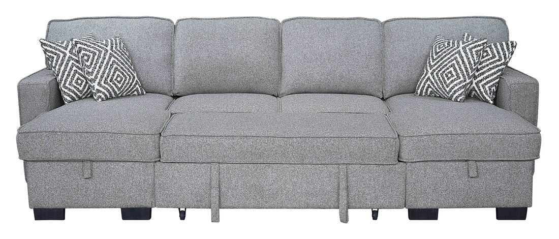 Sahara Gray - Double Storage Chaise Sectional w/ Drop Down Cupholders