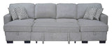 Sahara Gray - Double Storage Chaise Sectional w/ Drop Down Cupholders