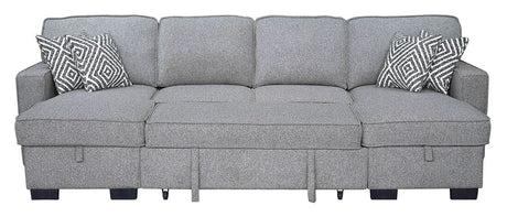 Sahara Gray - Double Storage Chaise Sectional w/ Drop Down Cupholders