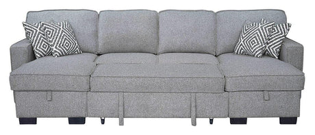 Sahara Gray Double Storage Chaise Sectional w/ Drop Down Cupholders by Happy Homes at Eve Furniture