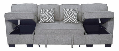 Sahara Gray Double Storage Chaise Sectional w/ Drop Down Cupholders by Happy Homes at Eve Furniture