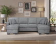 Sahara Gray Double Storage Chaise Sectional w/ Drop Down Cupholders by Happy Homes at Eve Furniture