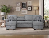 Sahara Gray Double Storage Chaise Sectional w/ Drop Down Cupholders by Happy Homes at Eve Furniture