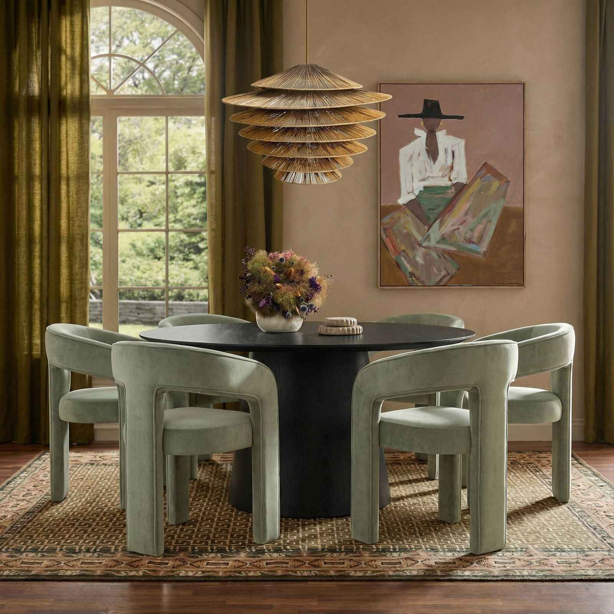 Sahara Round Oak Dining Table (41"-60") by TOV Furniture at Eve Furniture