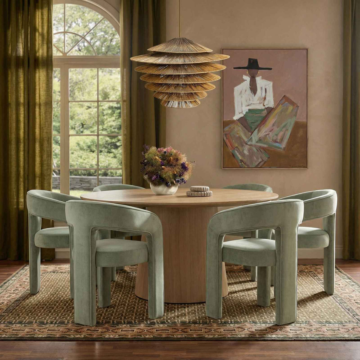 Sahara Round Oak Dining Table (41"-60") by TOV Furniture at Eve Furniture