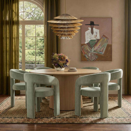 Sahara Round Oak Dining Table (41"-60") by TOV Furniture at Eve Furniture