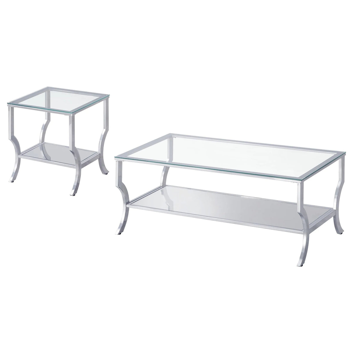Saide Chrome 2-Piece Glass Top Coffee and End Table Set by Coaster at Eve Furniture