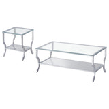 Saide Chrome 2-Piece Glass Top Coffee and End Table Set by Coaster at Eve Furniture