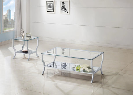 Saide Chrome 2-Piece Glass Top Coffee and End Table Set by Coaster at Eve Furniture