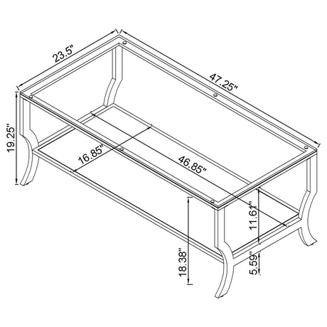 Saide Chrome 3-Piece Glass Top Coffee and End Table Set by Coaster at Eve Furniture