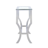 Saide Chrome Rectangular Sofa Table with Mirrored Shelf by Coaster at Eve Furniture