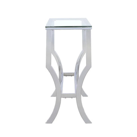 Saide Chrome Rectangular Sofa Table with Mirrored Shelf by Coaster at Eve Furniture