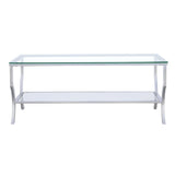 Saide Chrome Rectangular Coffee Table with Mirrored Shelf