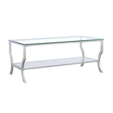 Saide Chrome Rectangular Coffee Table with Mirrored Shelf