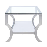 Saide Chrome Rectangular Coffee Table with Mirrored Shelf