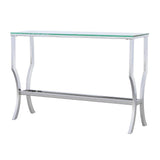 Saide Rectangular Sofa Table with Mirrored Shelf Chrome