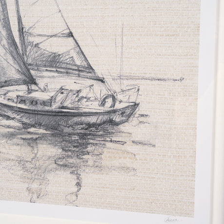 Sail Away I by Mercana Studio a Hand Embellished Framed Art Print Matted under Glass by Mercana at Eve Furniture
