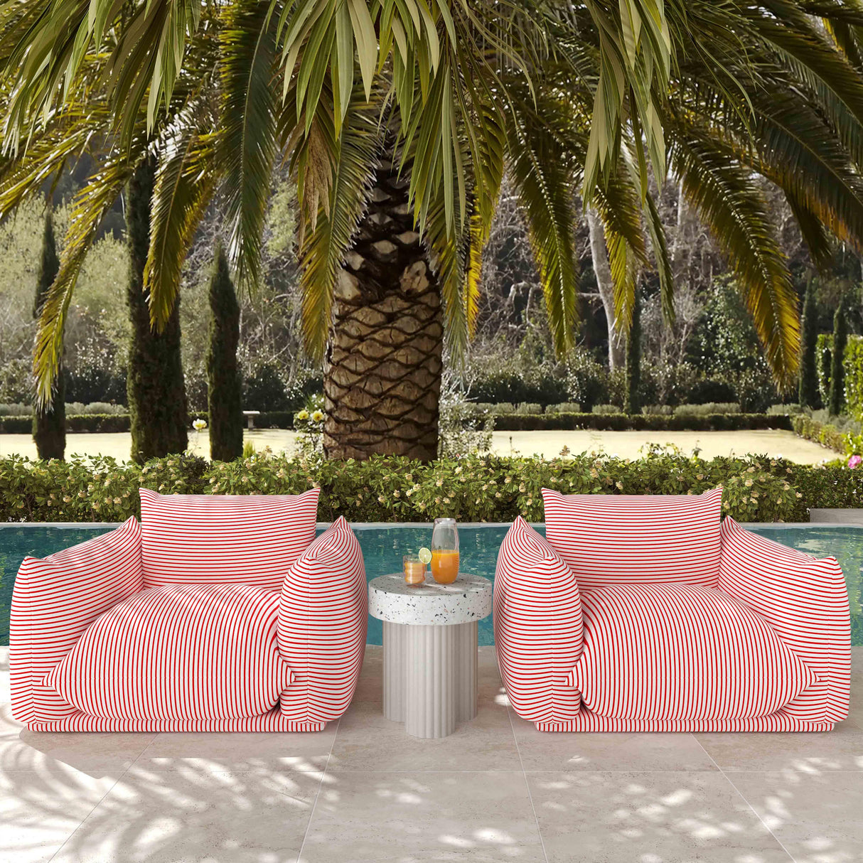 Saint Tropez Striped Stuffed Indoor / Outdoor Armchair by TOV Furniture at Eve Furniture