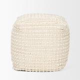 Sakaye Beige w/ Cream Stitched Patterned Pouf by Mercana at Eve Furniture