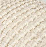 Sakaye Beige w/ Cream Stitched Patterned Pouf by Mercana at Eve Furniture