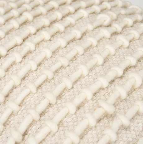 Sakaye Beige w/ Cream Stitched Patterned Pouf by Mercana at Eve Furniture