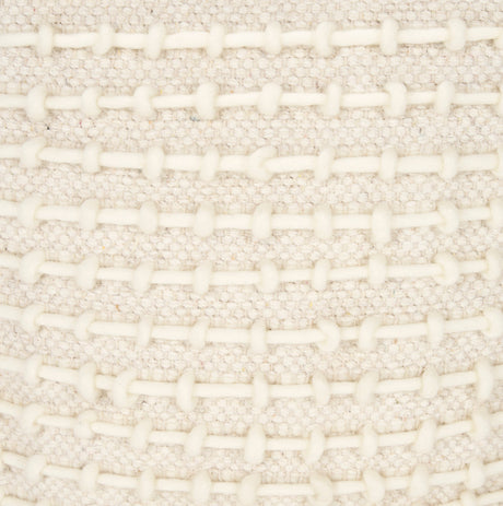 Sakaye Beige w/ Cream Stitched Patterned Pouf by Mercana at Eve Furniture