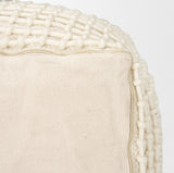 Sakaye Beige w/ Cream Stitched Patterned Pouf by Mercana at Eve Furniture