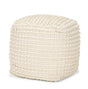 Sakaye Beige w/ Cream Stitched Patterned Pouf by Mercana at Eve Furniture