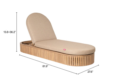 Sakina Brown Outdoor Chaise Lounge by Zuomod at Eve Furniture