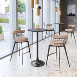Saku Beige & Brown Swivel Barstool by Zuomod at Eve Furniture