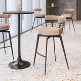 Saku Beige & Brown Swivel Barstool by Zuomod at Eve Furniture