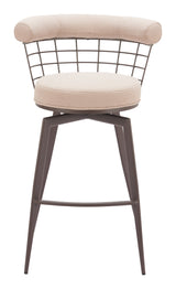Saku Beige & Brown Swivel Barstool by Zuomod at Eve Furniture