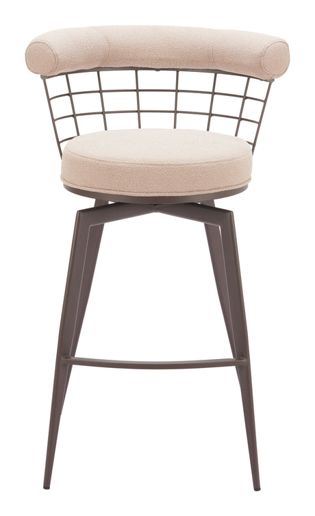 Saku Beige & Brown Swivel Barstool by Zuomod at Eve Furniture