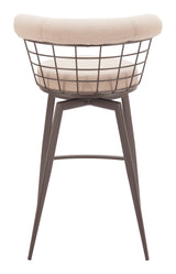 Saku Beige & Brown Swivel Barstool by Zuomod at Eve Furniture