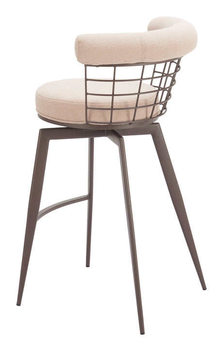 Saku Beige & Brown Swivel Barstool by Zuomod at Eve Furniture