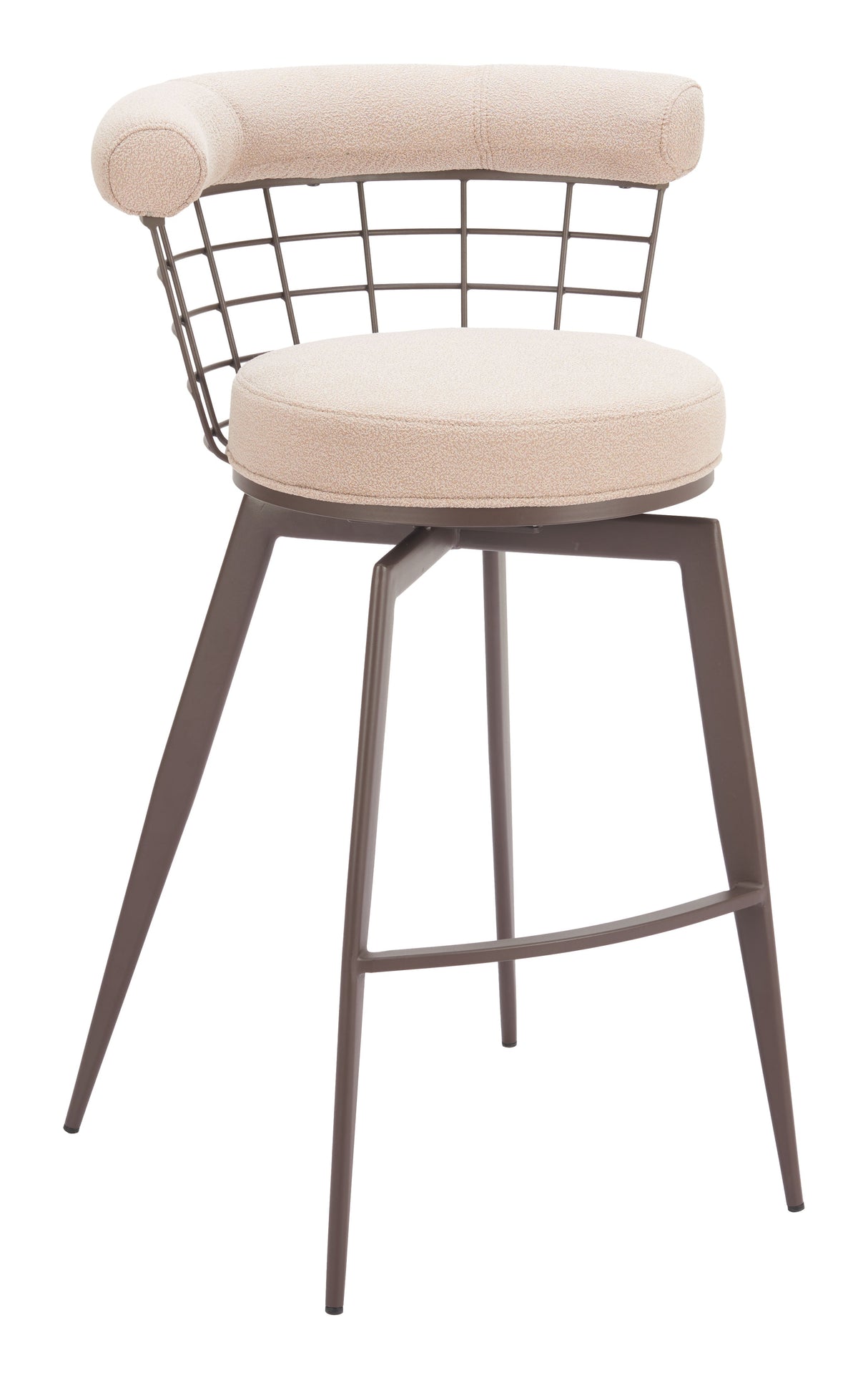 Saku Beige & Brown Swivel Barstool by Zuomod at Eve Furniture