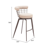 Saku Beige & Brown Swivel Barstool by Zuomod at Eve Furniture