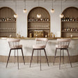 Saku Beige & Brown Swivel Barstool by Zuomod at Eve Furniture