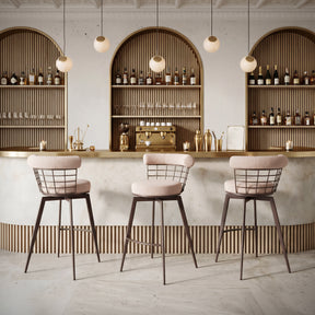 Saku Beige & Brown Swivel Barstool by Zuomod at Eve Furniture