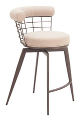 Saku Beige & Brown Swivel Counter Stool by Zuomod at Eve Furniture