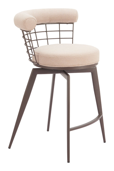 Saku Beige & Brown Swivel Counter Stool by Zuomod at Eve Furniture
