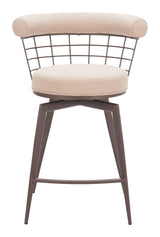 Saku Beige & Brown Swivel Counter Stool by Zuomod at Eve Furniture