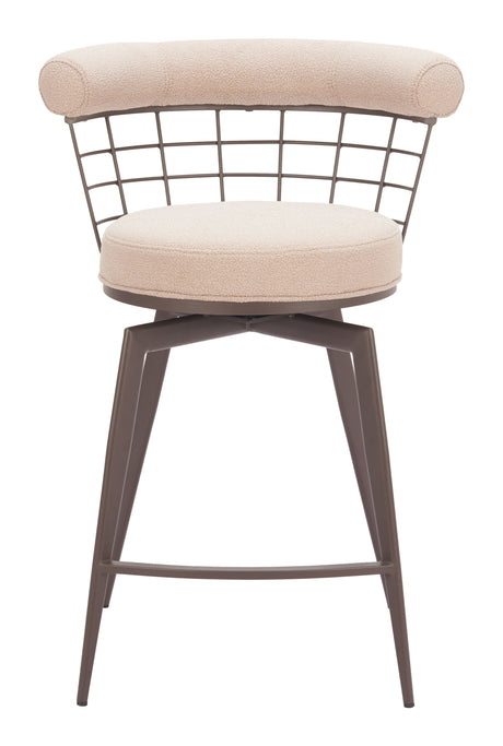 Saku Beige & Brown Swivel Counter Stool by Zuomod at Eve Furniture