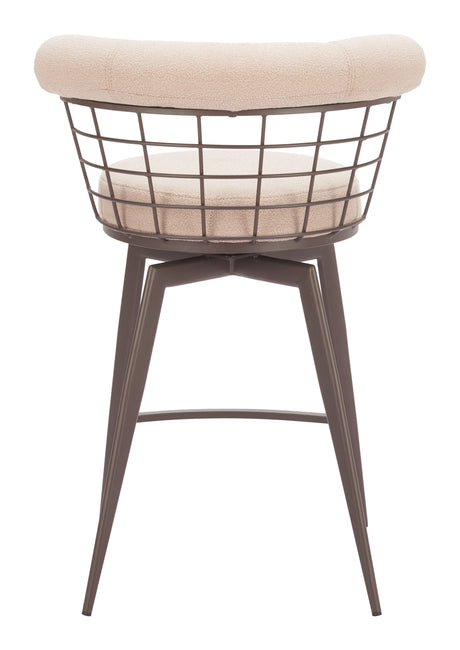 Saku Beige & Brown Swivel Counter Stool by Zuomod at Eve Furniture