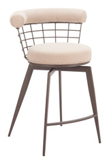 Saku Beige & Brown Swivel Counter Stool by Zuomod at Eve Furniture