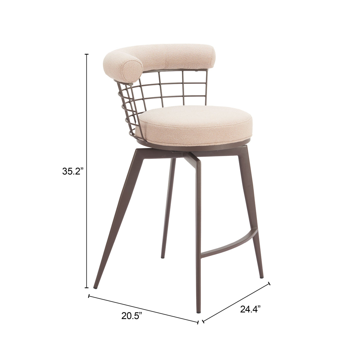 Saku Beige & Brown Swivel Counter Stool by Zuomod at Eve Furniture