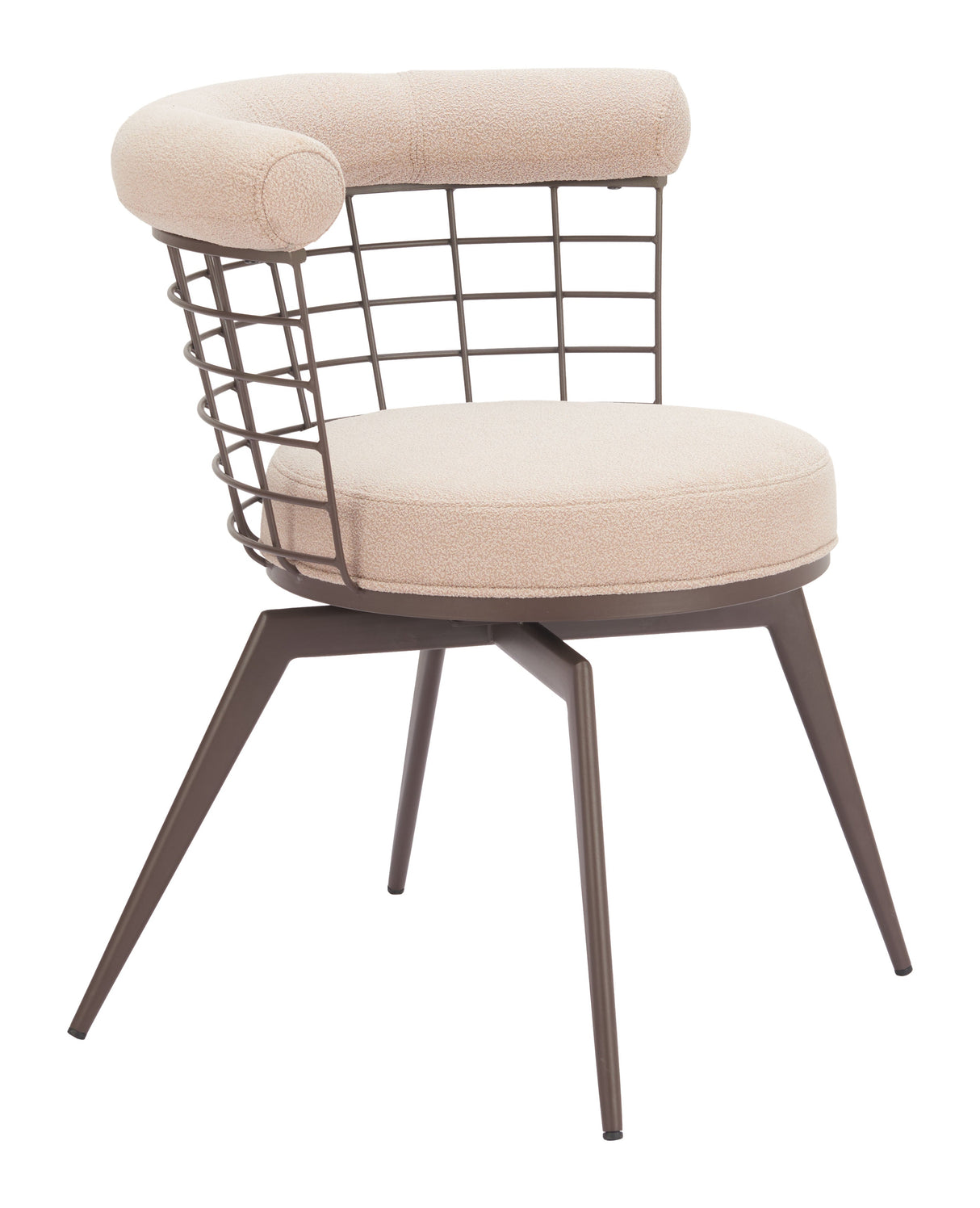 Saku Beige & Brown Swivel Dining Chair by Zuomod at Eve Furniture